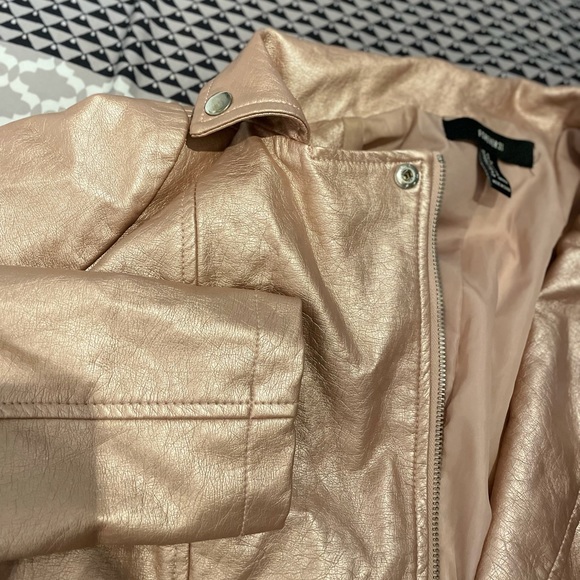 Forever 21 gold pink faux leather jacket. US S - Picture 4 of 6